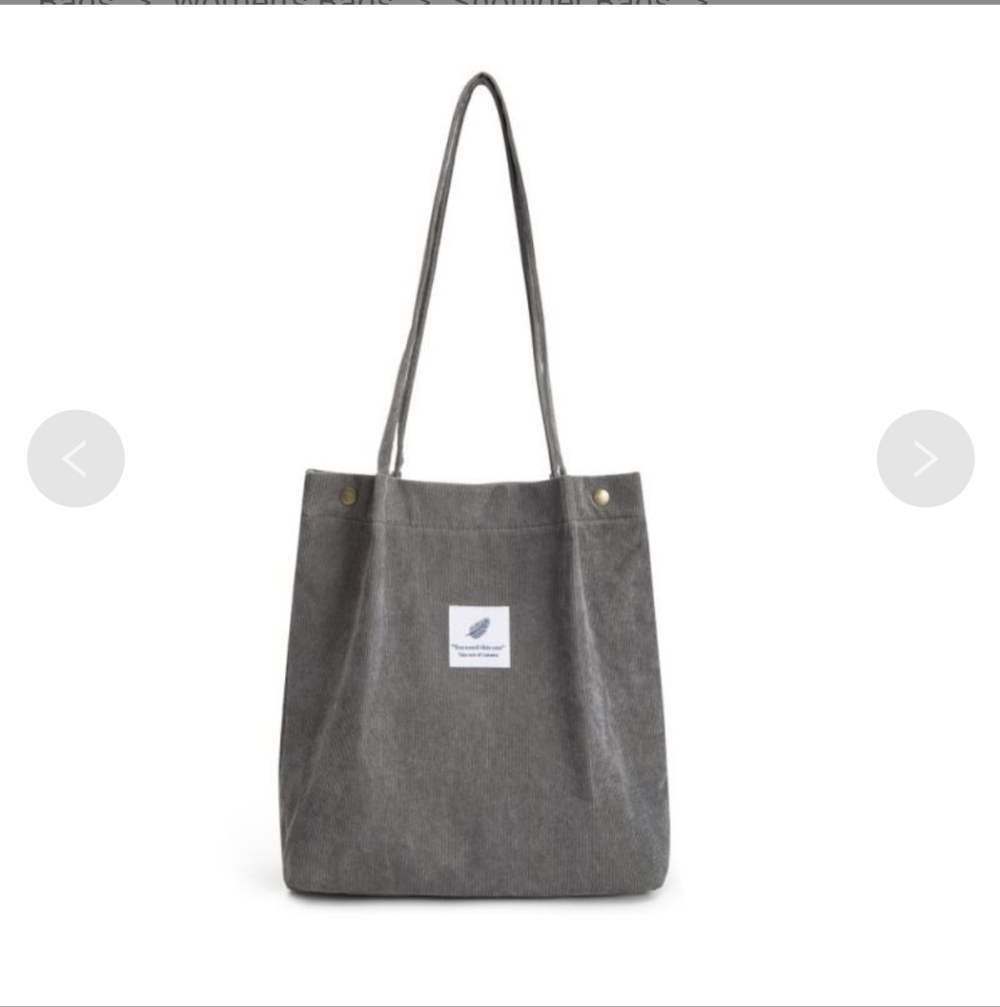 Grey Courderoy Tote Bag